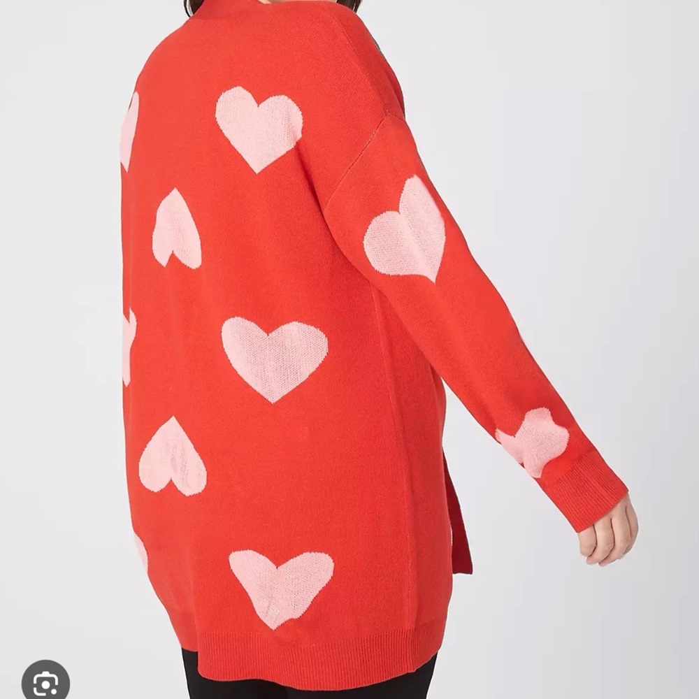 Lane Bryant Red Heart Cardigan 22/24 - Picture 2 of 5